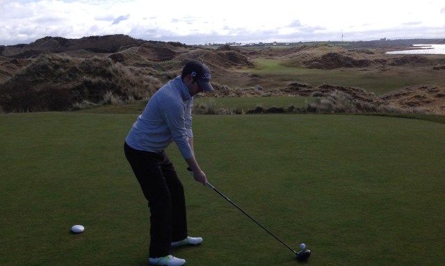 Teeing off on No.7 at Portstewart Golf Club