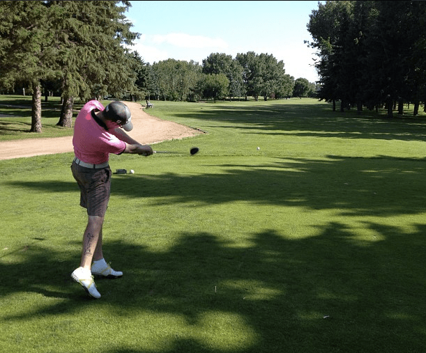 Boom, baby (No. 18 tee shot at Saskatoon G&CC)