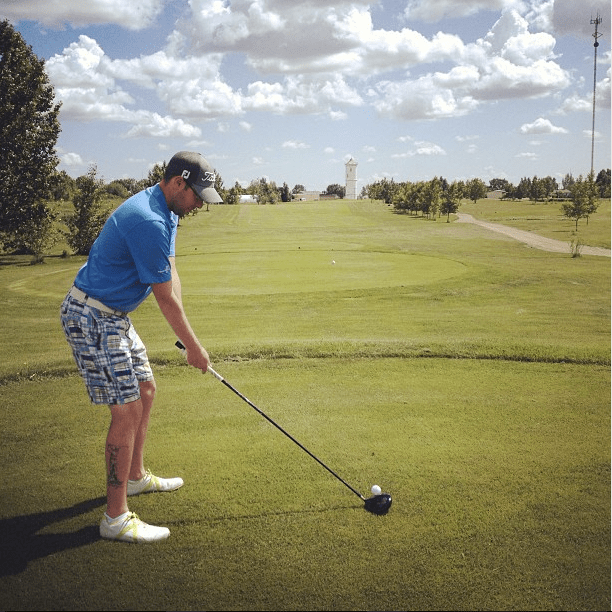 Tee shot at the par-4 ninth